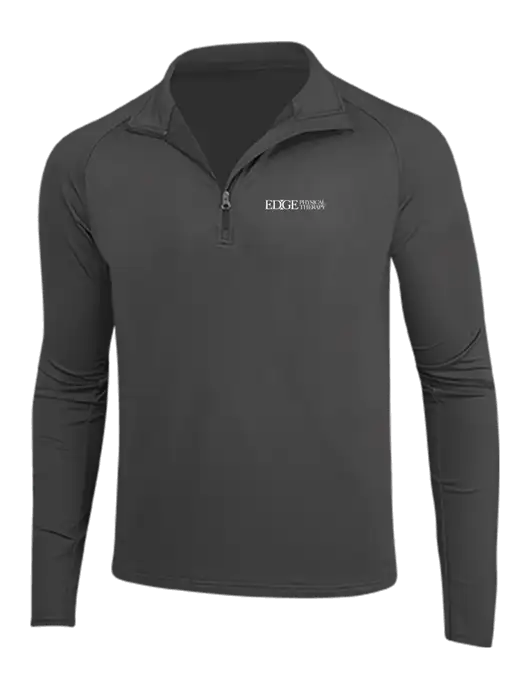 Charcoal Grey Sport Wick Stretch 1/4 Zip Pullover w/Edge Physical Therapy Logo