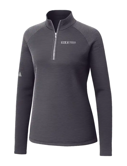 Adidas Womens Medium Grey Spacer Quarter-Zip Pullover  w/Edge Physical Therapy Logo