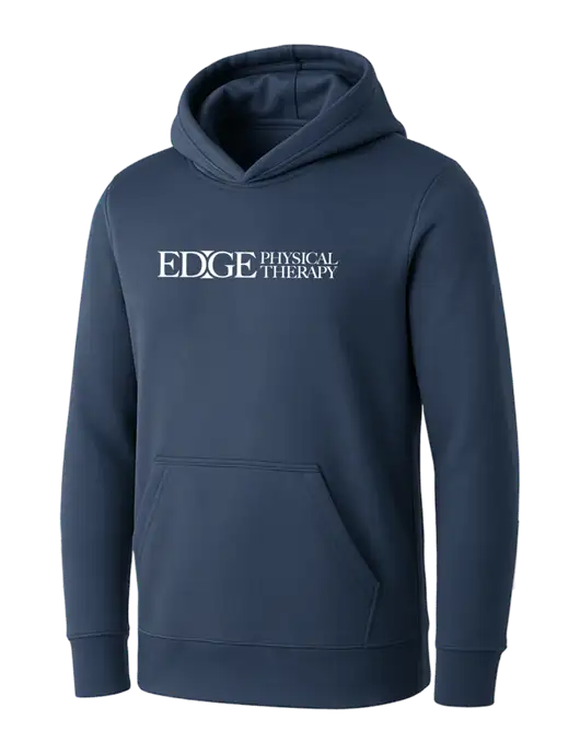 Womens Navy Core Fleece Pullover Hooded Sweatshirt w/Edge Physical Therapy Logo