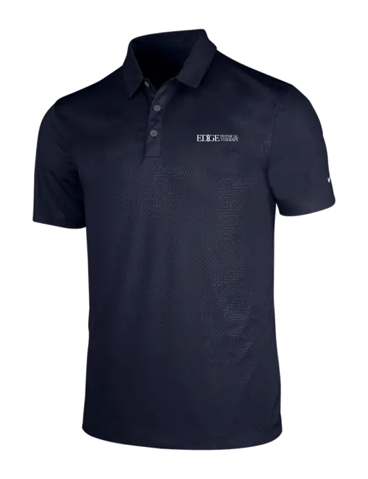 NIKE Dark Navy Dri-Fit Embossed Tri-Blade Polo w/Edge Physical Therapy Logo