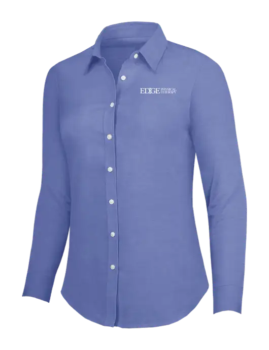 Navy Womens SuperPro Oxford Shirt w/Edge Physical Therapy Logo