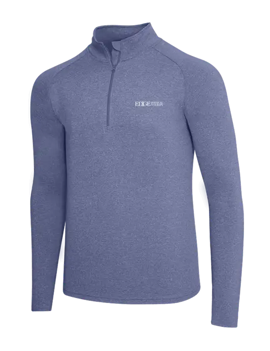 Navy Heather Sport Wick Stretch 1/4 Zip Pullover w/Edge Physical Therapy Logo