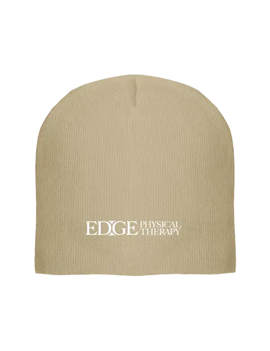 Solid Tan Element Knit Beanie w/Edge Physical Therapy Logo