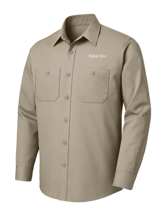 Red Kap Tan Long Sleeve Work Shirt w/Edge Physical Therapy Logo