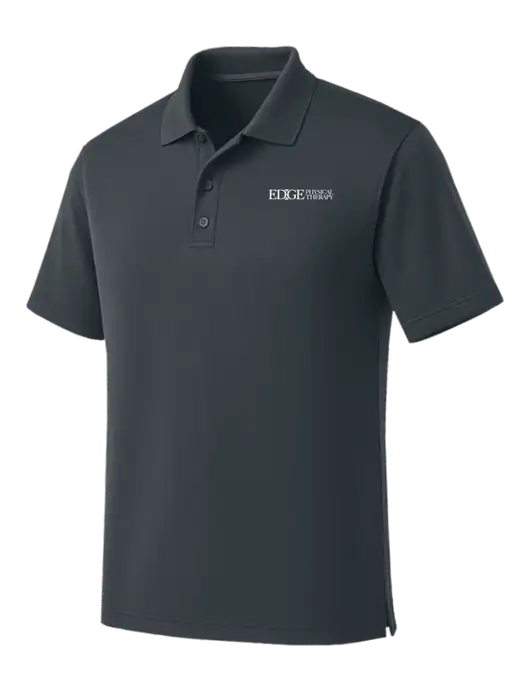 Dark Grey Dry Zone UV Micro Mesh Polo w/Edge Physical Therapy Logo