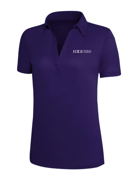 Purple Silk Touch Womens Performance Polo w/Edge Physical Therapy Logo
