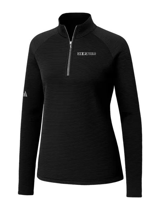Adidas Womens Black Spacer Quarter-Zip Pullover  w/Edge Physical Therapy Logo