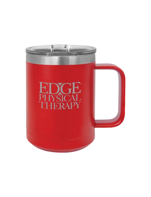 Polar Camel 15 oz Powder Coated Red Vacuum Insulated Mug with Slider Lid w/Edge Physical Therapy Logo