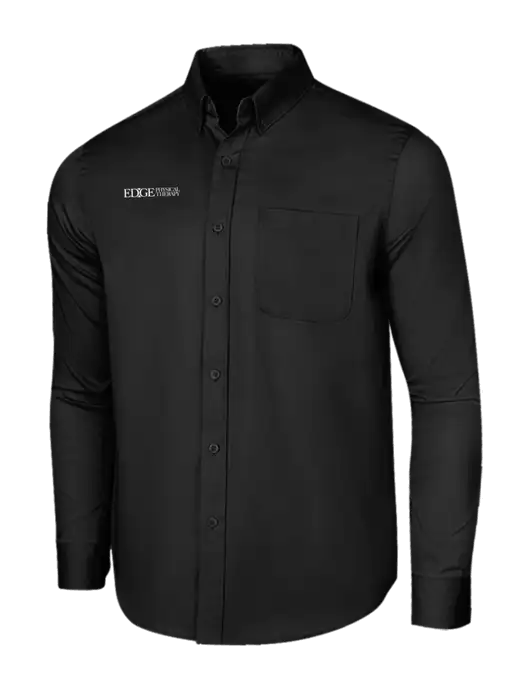 Long Sleeve Deep Black Superpro React Twill Shirt w/Edge Physical Therapy Logo