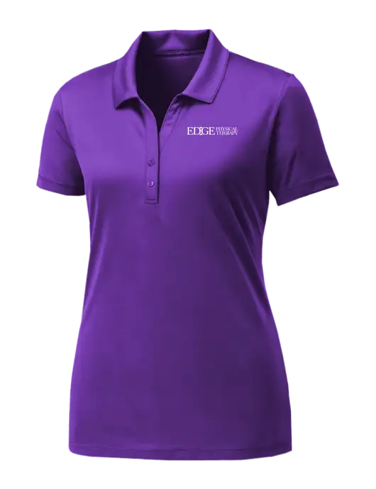 Womens Purple PosiCharge Competitor Polo w/Edge Physical Therapy Logo