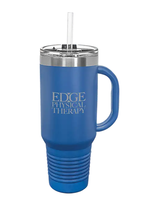 Polar Camel 40 oz. Powder Coated Vacuum Insulated Royal Travel Mug with Straw w/Edge Physical Therapy Logo
