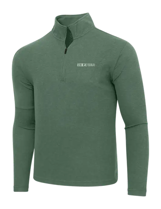 Adidas Dark Green Heather 3 Stripes Quarter Zip Sweater w/Edge Physical Therapy Logo