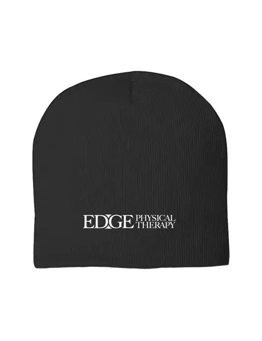 Solid Black Element Knit Beanie w/Edge Physical Therapy Logo