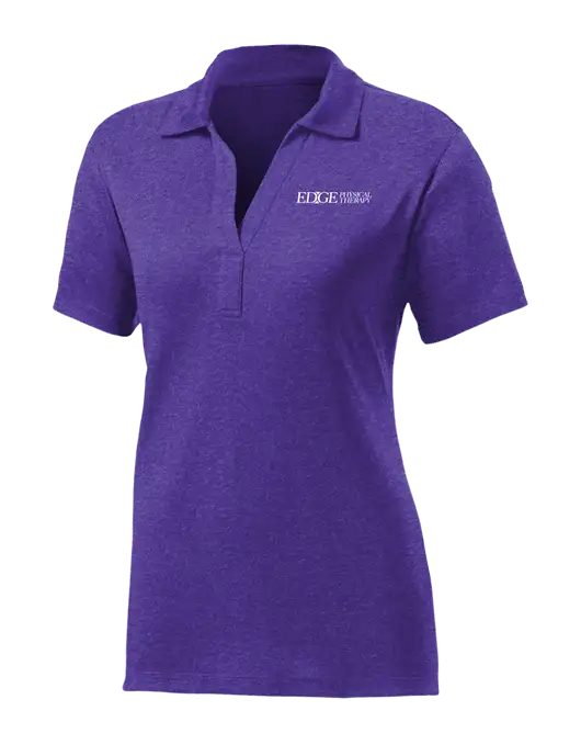 Womens Purple Heather Contender Polo w/Edge Physical Therapy Logo