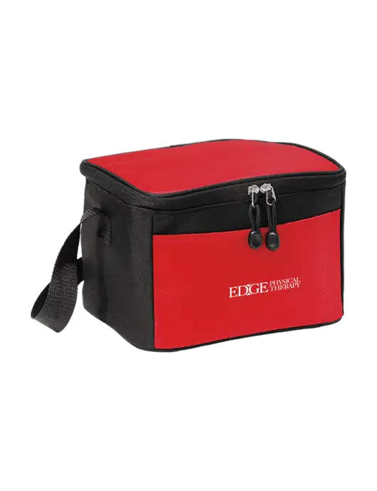 6 Can Red/Black Cube Cooler  w/Edge Physical Therapy Logo