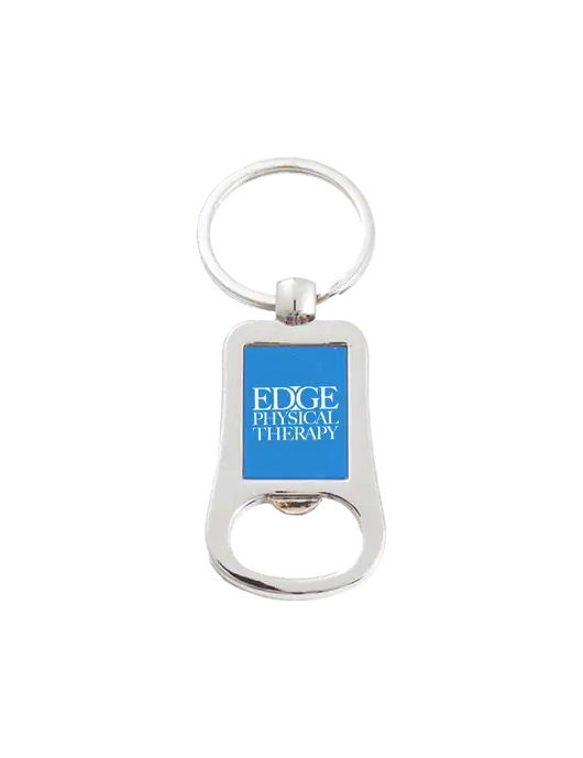 Silver & Blue Bottle Opener Keychain w/Edge Physical Therapy Logo