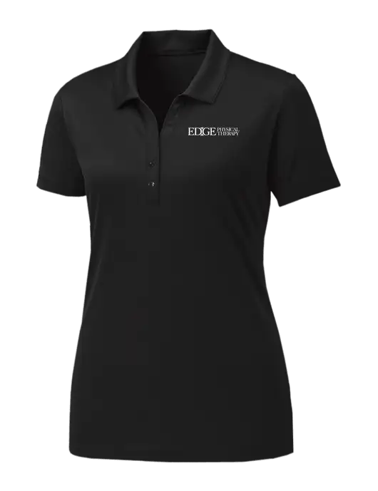 Womens Black PosiCharge Competitor Polo w/Edge Physical Therapy Logo