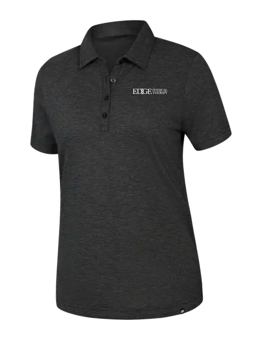 TravisMathew Womens Black Heather Sunnyvale Polo w/Edge Physical Therapy Logo