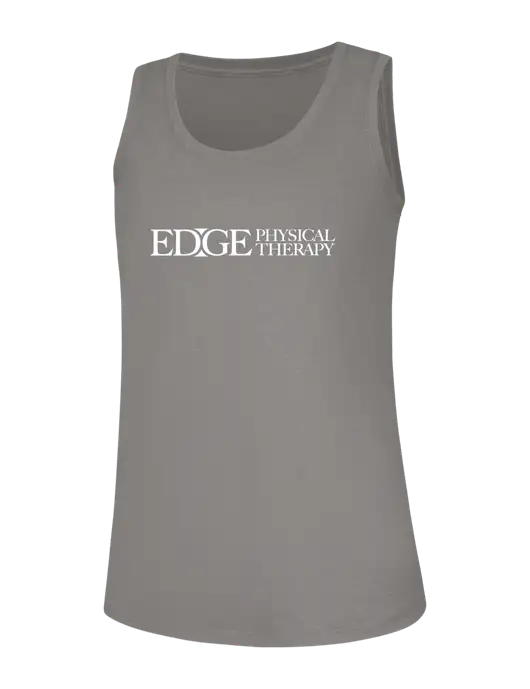 Womens Light Grey Frost Perfect Tri Racerback Tank w/Edge Physical Therapy Logo