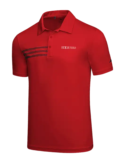 Adidas Red 3 Stripes Chest Polo w/Edge Physical Therapy Logo