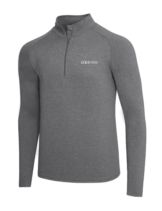 Dark Grey Heather Sport Wick Stretch 1/4 Zip Pullover w/Edge Physical Therapy Logo