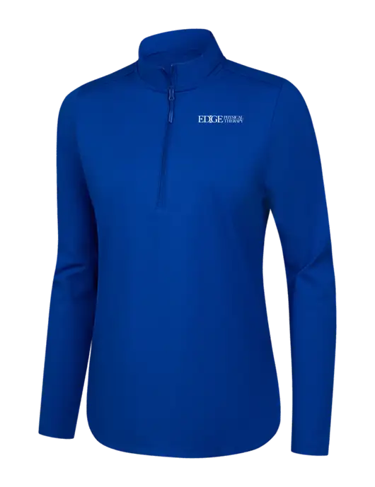  Womens Dark Royal C-FREE Double Knit 1/4-Zip w/Edge Physical Therapy Logo