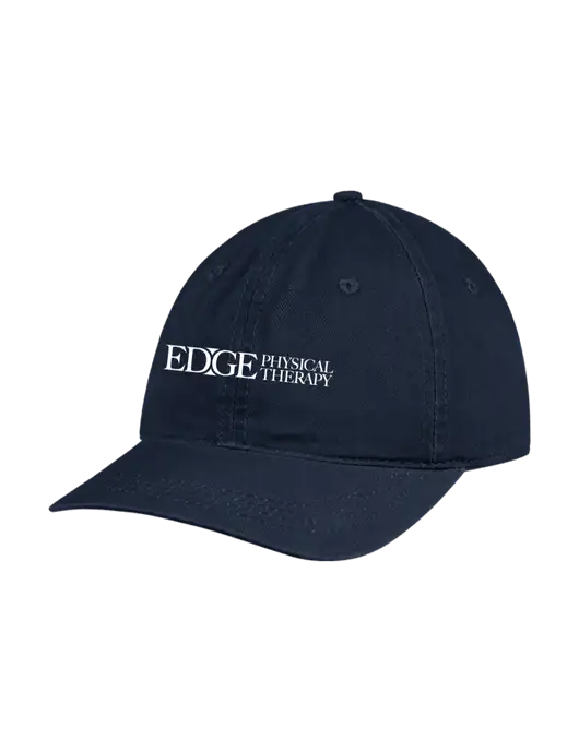 Garment Washed Unstructured Twill Navy Cap w/Edge Physical Therapy Logo
