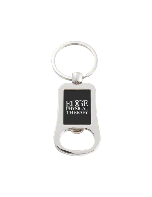 Silver & Black Bottle Opener Keychain w/Edge Physical Therapy Logo