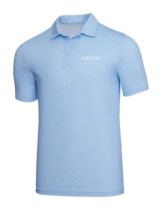 Adidas Light Blue Diamond Dot Print Polo w/Edge Physical Therapy Logo