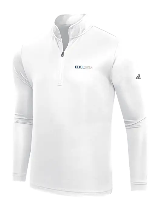 Adidas White  Lightweight Quarter Zip Pullover w/Edge Physical Therapy Logo