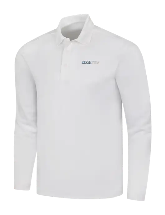 White Silk Touch Performance Long Sleeve Polo w/Edge Physical Therapy Logo