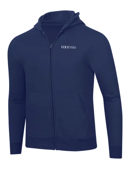 Navy 8.5 oz Ring Spun Zip Hooded Sweatshirt w/Edge Physical Therapy Logo
