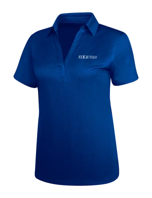 Dark Royal Blue Womens Performance Fine Jacquard Polo w/Edge Physical Therapy Logo