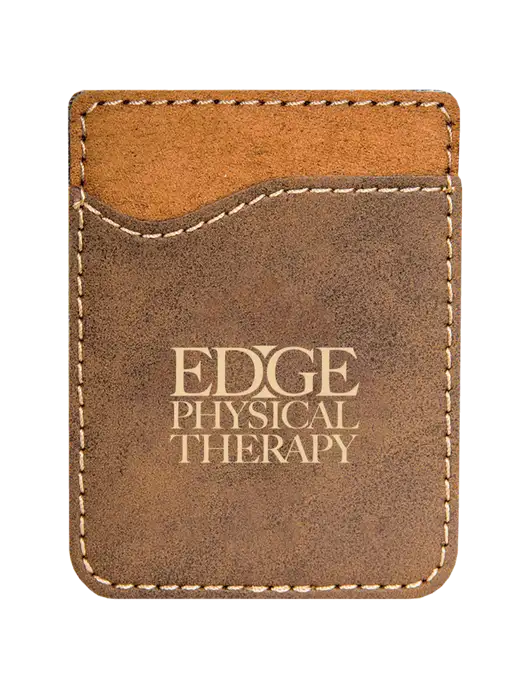 Rustic Laserable Leatherette Phone Wallet w/Edge Physical Therapy Logo