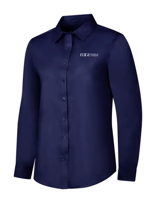 Navy Womens Long Sleeve Superpro React Twill Shirt w/Edge Physical Therapy Logo