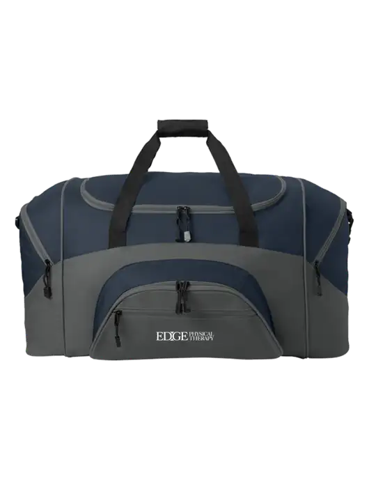 Standard Colorblock Navy/Dark Grey Sport Duffel w/Edge Physical Therapy Logo