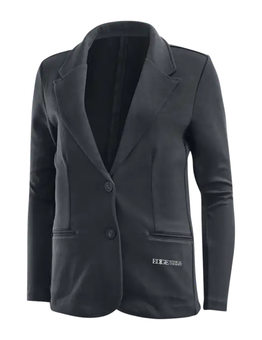 Charcoal Grey Womens Knit Blazer w/Edge Physical Therapy Logo