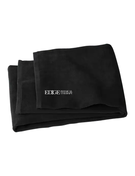Black Beach Towel w/Edge Physical Therapy Logo