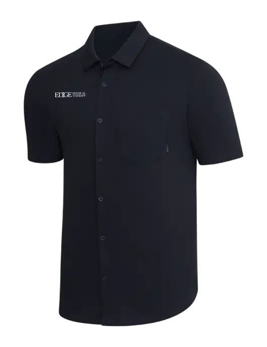 OGIO Black Extend Short Sleeve Button Up Shirt w/Edge Physical Therapy Logo
