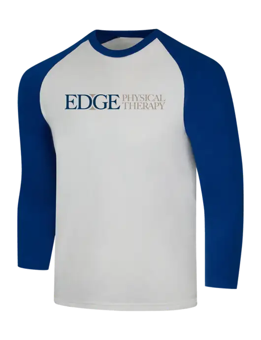 Simply Soft 3/4 Sleeve Dark Royal/White Ring Spun Cotton T-Shirt w/Edge Physical Therapy Logo