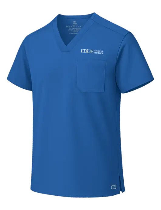 Wink Royal Unisex WorkFlex Chest Pocket V-Neck Top  w/Edge Physical Therapy Logo