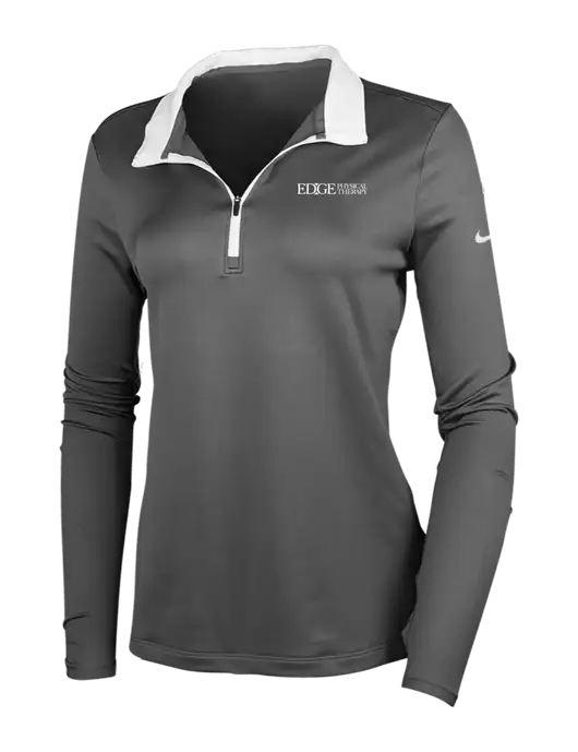 NIKE Dark Grey/White Womens Dry-Fit Stretch 1/2 Zip Cover-Up w/Edge Physical Therapy Logo