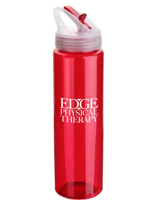 Buddy Red 32 oz PET Bottle with Flip Lid w/Edge Physical Therapy Logo