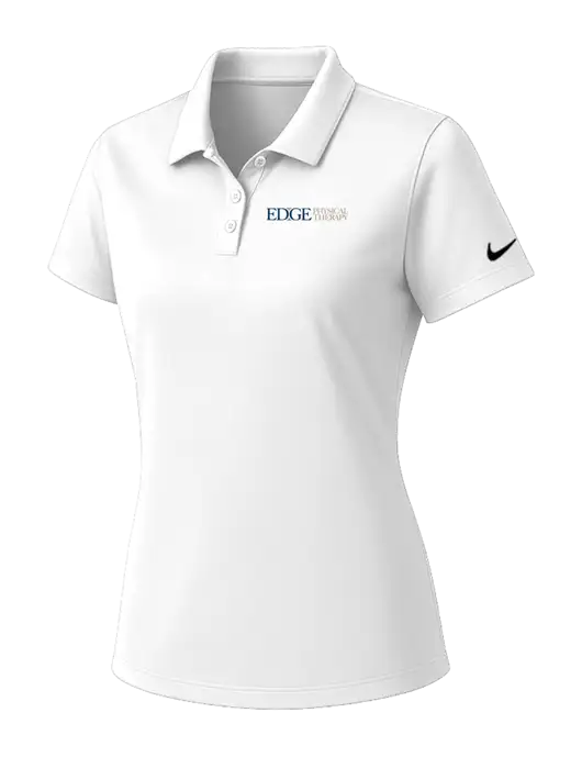 Nike Womens White Dry Essential Solid Polo w/Edge Physical Therapy Logo