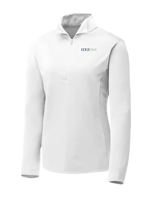 White Womens Posicharge Competitor ¼ Zip Pullover w/Edge Physical Therapy Logo