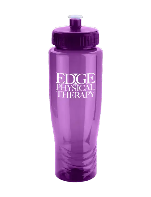 Roam Purple 28 oz Eco-Polyclear Bottle with Push Pull Lid w/Edge Physical Therapy Logo