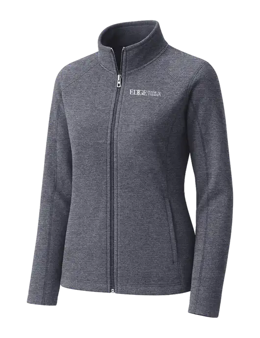 Light Navy Heather Womens Microfleece Full-Zip Jacket w/Edge Physical Therapy Logo