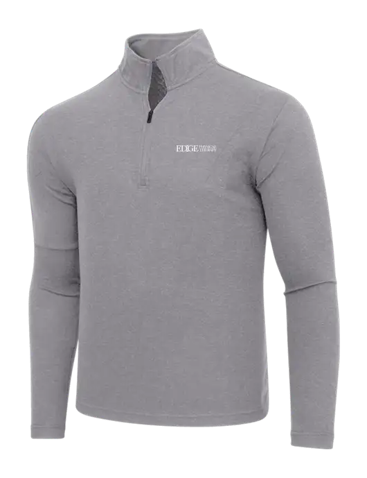 Adidas Medium Grey Melange 3 Stripes Quarter Zip Sweater w/Edge Physical Therapy Logo