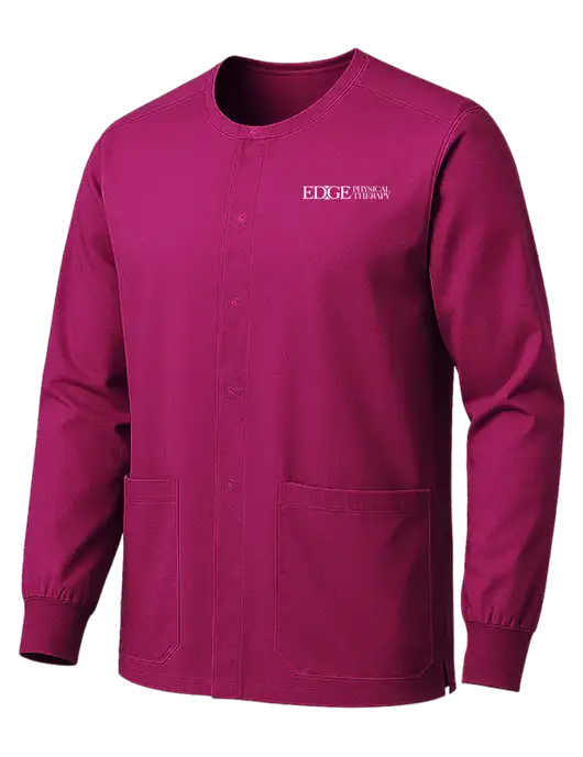 Wink Wine Unisex WorkFlex Snap-Front Scrub Jacket w/Edge Physical Therapy Logo