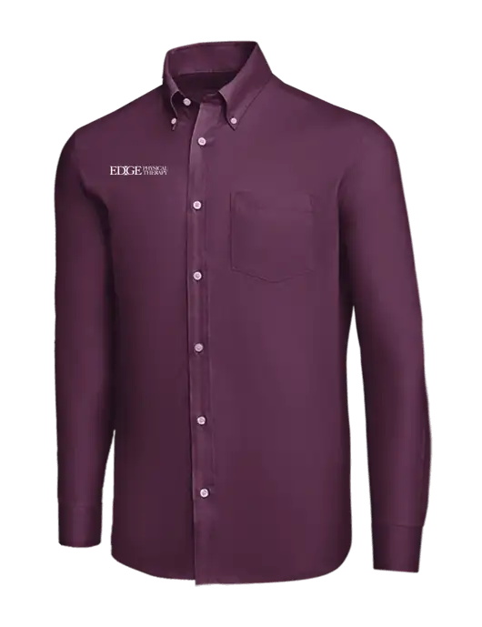 Brooks Brothers Eggplant Wrinkle-Free Stretch Nailhead Shirt w/Edge Physical Therapy Logo